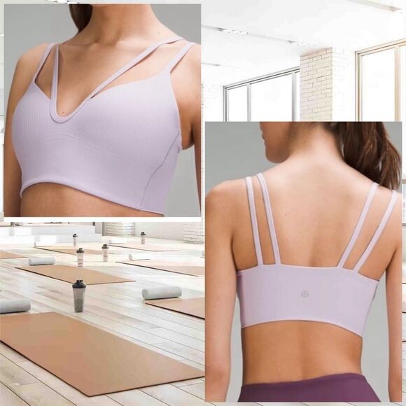 LULULEMON Like a Cloud Strappy Longline Ribbed in Lilac Ether size 2 NWT‎ - Picture 1 of 6
